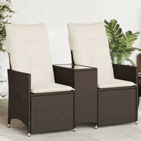 Zweiplätziges, verstellbares Gartensofa mit braunem PE-Rattan-Tisch. von vidaXL, Outdoor-Sofas - Ref: Foro24-365711, Preis: 2...