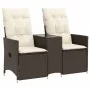 Sofá de jardín reclinable de 2 plazas con mesa ratán PE marrón by vidaXL, Outdoor sofas - Ref: Foro24-365711, Price: 239,10 €...
