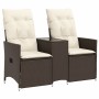 Zweiplätziges, verstellbares Gartensofa mit braunem PE-Rattan-Tisch. von vidaXL, Outdoor-Sofas - Ref: Foro24-365711, Preis: 2...