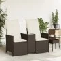 Sofá de jardín reclinable de 2 plazas con mesa ratán PE marrón by vidaXL, Outdoor sofas - Ref: Foro24-365711, Price: 239,10 €...