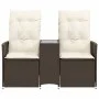 Sofá de jardín reclinable de 2 plazas con mesa ratán PE marrón by vidaXL, Outdoor sofas - Ref: Foro24-365711, Price: 239,10 €...