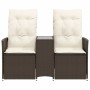 Zweiplätziges, verstellbares Gartensofa mit braunem PE-Rattan-Tisch. von vidaXL, Outdoor-Sofas - Ref: Foro24-365711, Preis: 2...