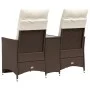 Sofá de jardín reclinable de 2 plazas con mesa ratán PE marrón by vidaXL, Outdoor sofas - Ref: Foro24-365711, Price: 239,10 €...