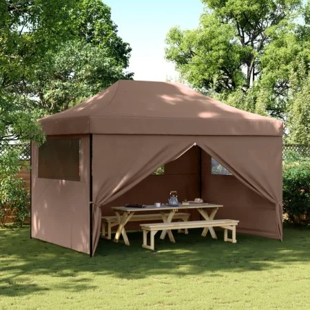 Faltbares Pop-Up-Partyzelt mit 4 braunen Seitenwänden. von vidaXL, Zelte und Pavillons - Ref: Foro24-4005028, Preis: 175,24 €...