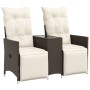 2-seater reclining garden sofa with brown PE rattan table by vidaXL, Outdoor sofas - Ref: Foro24-365716, Price: 234,90 €, Dis...