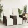 Sofá de jardín reclinable de 2 plazas con mesa ratán PE marrón de vidaXL, Sofás de exterior - Ref: Foro24-365716, Precio: 261...