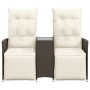 2-seater reclining garden sofa with brown PE rattan table by vidaXL, Outdoor sofas - Ref: Foro24-365716, Price: 234,90 €, Dis...