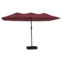 Double umbrella with burgundy red LED lights 449x245 cm by vidaXL, Umbrellas - Ref: Foro24-362957, Price: 208,18 €, Discount: %