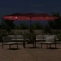 Double umbrella with burgundy red LED lights 449x245 cm by vidaXL, Umbrellas - Ref: Foro24-362957, Price: 208,18 €, Discount: %