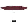 Double umbrella with burgundy red LED lights 449x245 cm by vidaXL, Umbrellas - Ref: Foro24-362957, Price: 208,18 €, Discount: %