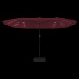 Double umbrella with burgundy red LED lights 449x245 cm by vidaXL, Umbrellas - Ref: Foro24-362957, Price: 217,42 €, Discount: %