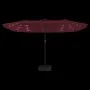 Double umbrella with burgundy red LED lights 449x245 cm by vidaXL, Umbrellas - Ref: Foro24-362957, Price: 208,18 €, Discount: %
