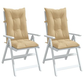 Cojines silla respaldo alto 2 uds tela beige melange 120x50x7cm