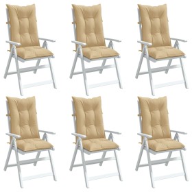 Cojines silla respaldo alto 6 uds tela beige melange 120x50x7cm