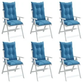 Kissen für Hochlehner, 6 Stück, blau melierter Stoff, 120 x 50 x 7 cm von vidaXL, Kissen für Stühle und Sofas - Ref: Foro24-4...