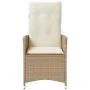 Reclining garden chair with beige synthetic rattan cushions by vidaXL, Garden chairs - Ref: Foro24-365641, Price: 120,87 €, D...