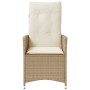 Silla de jardín reclinable con cojines ratán sintético beige de vidaXL, Sillas de jardín - Ref: Foro24-365641, Precio: 117,66 €