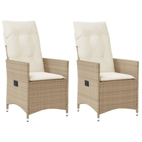 Garden recliners with beige cushions 2 pcs PE rattan by vidaXL, Garden chairs - Ref: Foro24-365648, Price: 217,32 €, Discount: %