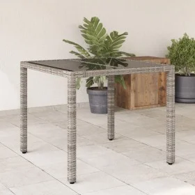 Garden table glass surface PE rattan gray 90x90x75 cm by vidaXL, Garden tables - Ref: Foro24-365588, Price: 114,14 €, Discoun...