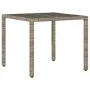 Garden table glass surface PE rattan gray 90x90x75 cm by vidaXL, Garden tables - Ref: Foro24-365588, Price: 114,14 €, Discoun...