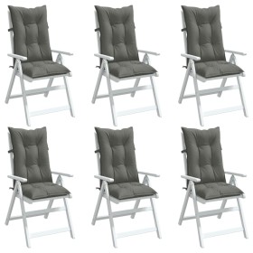 Cojines para silla respaldo alto 6 uds tela gris oscuro melange