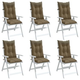 Cojines para silla respaldo alto 6 uds tela gris taupe melange