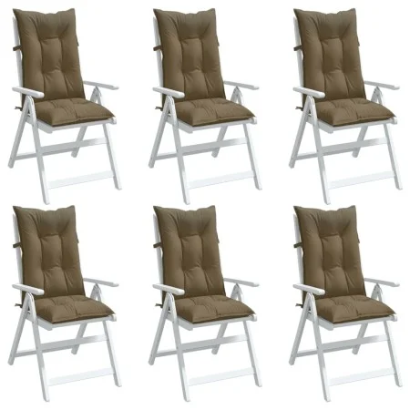 High back chair cushions 6 pcs gray taupe melange fabric by vidaXL, Cushions for chairs and sofas - Ref: Foro24-4002372, Pric...