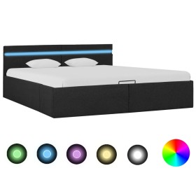 Cama hidráulica con almacenaje y LED tela gris oscuro 160x200cm de vidaXL, Camas y somieres - Ref: Foro24-285604, Precio: 324...