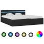 Cama hidráulica con almacenaje y LED tela gris oscuro 160x200cm de vidaXL, Camas y somieres - Ref: Foro24-285604, Precio: 343...