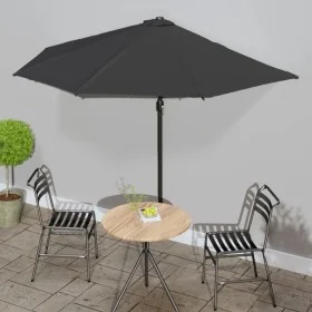 Halbrunder Balkonschirm mit schwarzer Aluminiumstange 300x155x223cm von vidaXL, Sonnenschirme - Ref: Foro24-312504, Preis: 62...