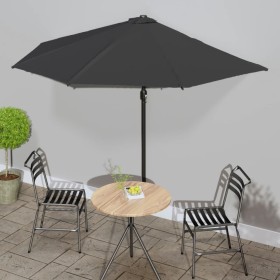 Semicircular balcony umbrella with black aluminum pole 300x155x223cm by vidaXL, Umbrellas - Ref: Foro24-312504, Price: 69,07 ...