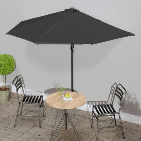 Semicircular balcony umbrella with black aluminum pole 300x155x223cm by vidaXL, Umbrellas - Ref: Foro24-312504, Price: 69,07 ...