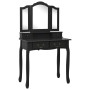 Dressing table and stool set made of black paulownia wood, measuring 80x69x141 cm. by vidaXL, Bedroom Dressers - Ref: Foro24-...
