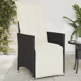 Sillón reclinable de jardín con cojines ratán sintético negro de vidaXL, Sillas de jardín - Ref: Foro24-365659, Precio: 118,3...