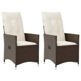 Sillones reclinables jardín con cojines marrones 2 uds ratán PE de vidaXL, Sillas de jardín - Ref: Foro24-365646, Precio: 250...