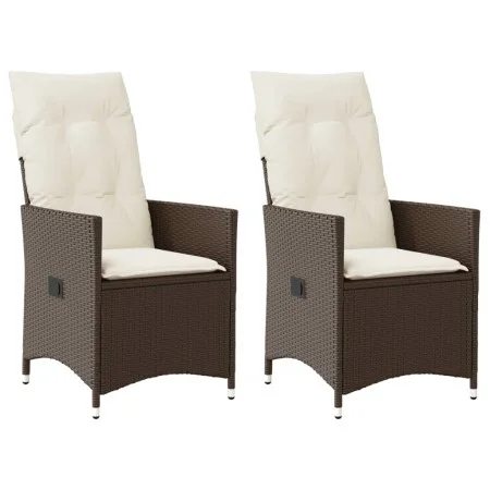 Sillones reclinables jardín con cojines marrones 2 uds ratán PE de vidaXL, Sillas de jardín - Ref: Foro24-365646, Precio: 250...
