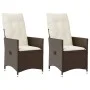Sillones reclinables jardín con cojines marrones 2 uds ratán PE de vidaXL, Sillas de jardín - Ref: Foro24-365646, Precio: 250...