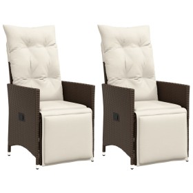 Sillones reclinables jardín con cojines marrones 2 uds ratán PE de vidaXL, Sillas de jardín - Ref: Foro24-365667, Precio: 237...