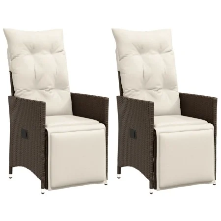 Sillones reclinables jardín con cojines marrones 2 uds ratán PE de vidaXL, Sillas de jardín - Ref: Foro24-365667, Precio: 226...