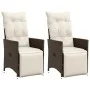 Sillones reclinables jardín con cojines marrones 2 uds ratán PE de vidaXL, Sillas de jardín - Ref: Foro24-365667, Precio: 226...