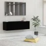 Black oak plywood TV wall cabinet 100x30x30 cm by vidaXL, TV Furniture - Ref: Foro24-801482, Price: 69,50 €, Discount: %