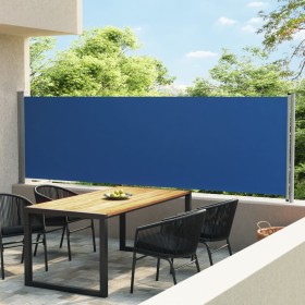 Toldo lateral retráctil para patio azul 140x600 cm