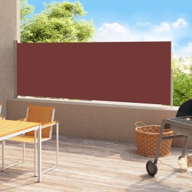 Toldo lateral retráctil para patio marrón 220x500 cm
