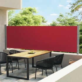 Toldo lateral retráctil para patio rojo 140x600 cm
