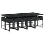Set de comedor de jardín 9 pzas y cojines ratán sintético negro de vidaXL, Conjuntos de jardín - Ref: Foro24-3278045, Precio:...