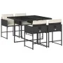 Gartenmöbel-Set, 5-teilig, mit schwarzen Polstern aus synthetischem Rattan von vidaXL, Gartensets - Ref: Foro24-3278021, Prei...
