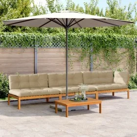 Garden pallet sofa set and cushions 4 pieces acacia wood by vidaXL, Outdoor sofas - Ref: Foro24-3209453, Price: 643,56 €, Dis...