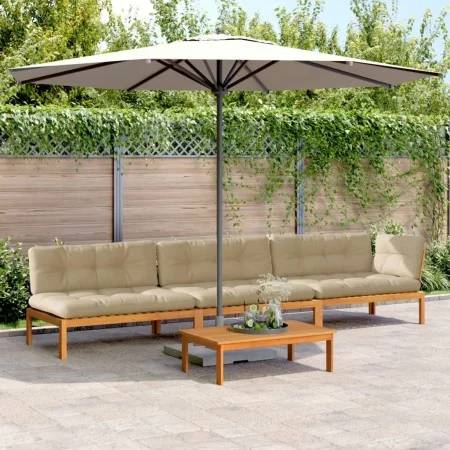 Garden pallet sofa set and cushions 4 pieces acacia wood by vidaXL, Outdoor sofas - Ref: Foro24-3209453, Price: 646,87 €, Dis...