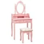 Juego de tocador y taburete madera paulownia rosa 75x69x140 cm by vidaXL, Bedroom Dressers - Ref: Foro24-289315, Price: 170,7...