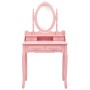 Juego de tocador y taburete madera paulownia rosa 75x69x140 cm de vidaXL, Tocadores para dormitorios - Ref: Foro24-289315, Pr...